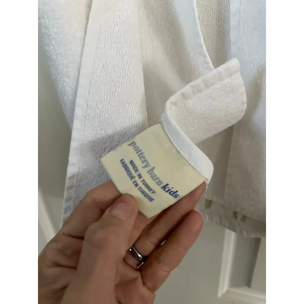 Pottery Barn Kids Towel Cotton Embroidered Butterfly White